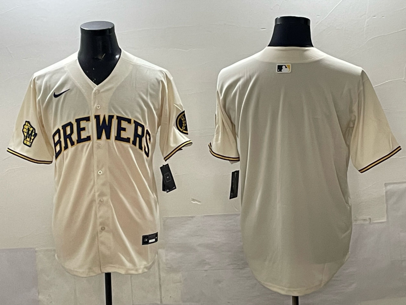 Men Milwaukee Brewers blank cream Nike MLB 2025 Jersey 003